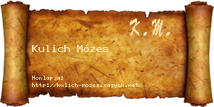 Kulich Mózes névjegykártya